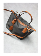Zipper Tote Bags For Women Nylon With Real Leather Handbag High Quality Single Shoulder Bag