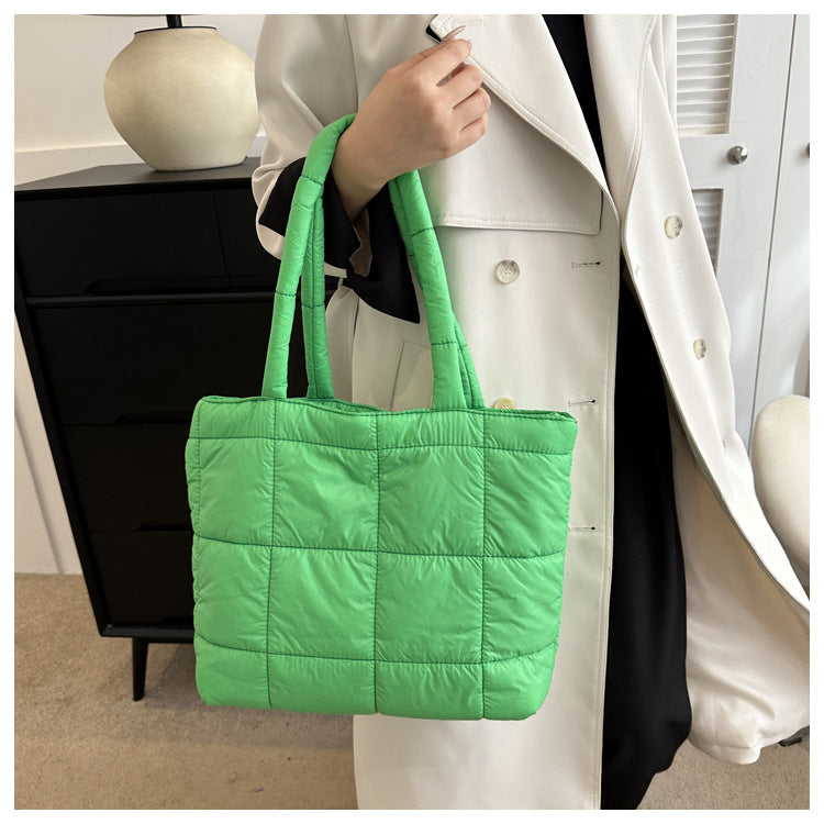 Winter Padded Shoulder Bag for Women Large Capacity Top HandleBag Winter Quilted Cloud Handbag Shopping Bags Bolsas Para Mujeres