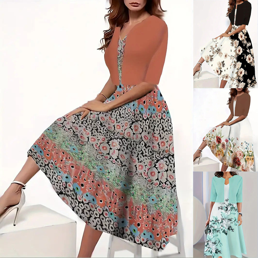 Floral Print Two-Piece Dress Set