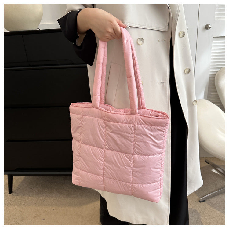 Winter Padded Shoulder Bag for Women Large Capacity Top HandleBag Winter Quilted Cloud Handbag Shopping Bags Bolsas Para Mujeres