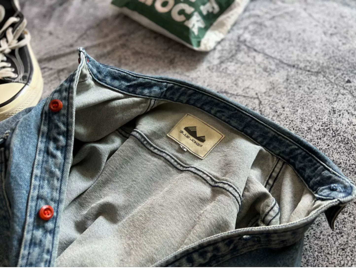 Heavyweight Stretchy Denim Shirt | Fall/Winter | 100% Cotton | Blue Washed | Thick Long-Sleeve Shirt for Men / Outerwear