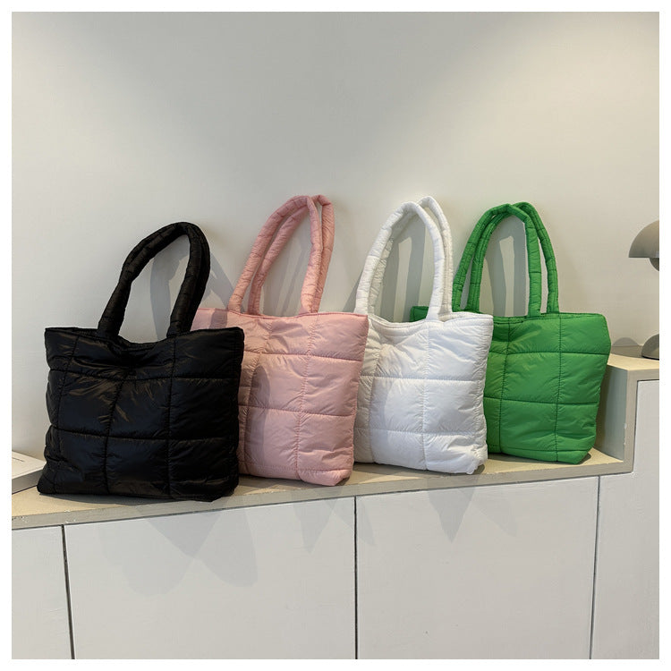 Winter Padded Shoulder Bag for Women Large Capacity Top HandleBag Winter Quilted Cloud Handbag Shopping Bags Bolsas Para Mujeres