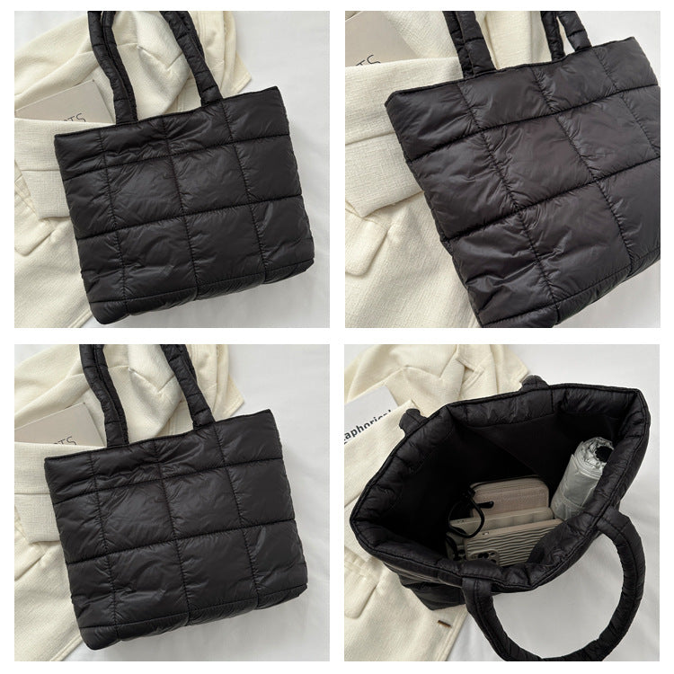 Winter Padded Shoulder Bag for Women Large Capacity Top HandleBag Winter Quilted Cloud Handbag Shopping Bags Bolsas Para Mujeres