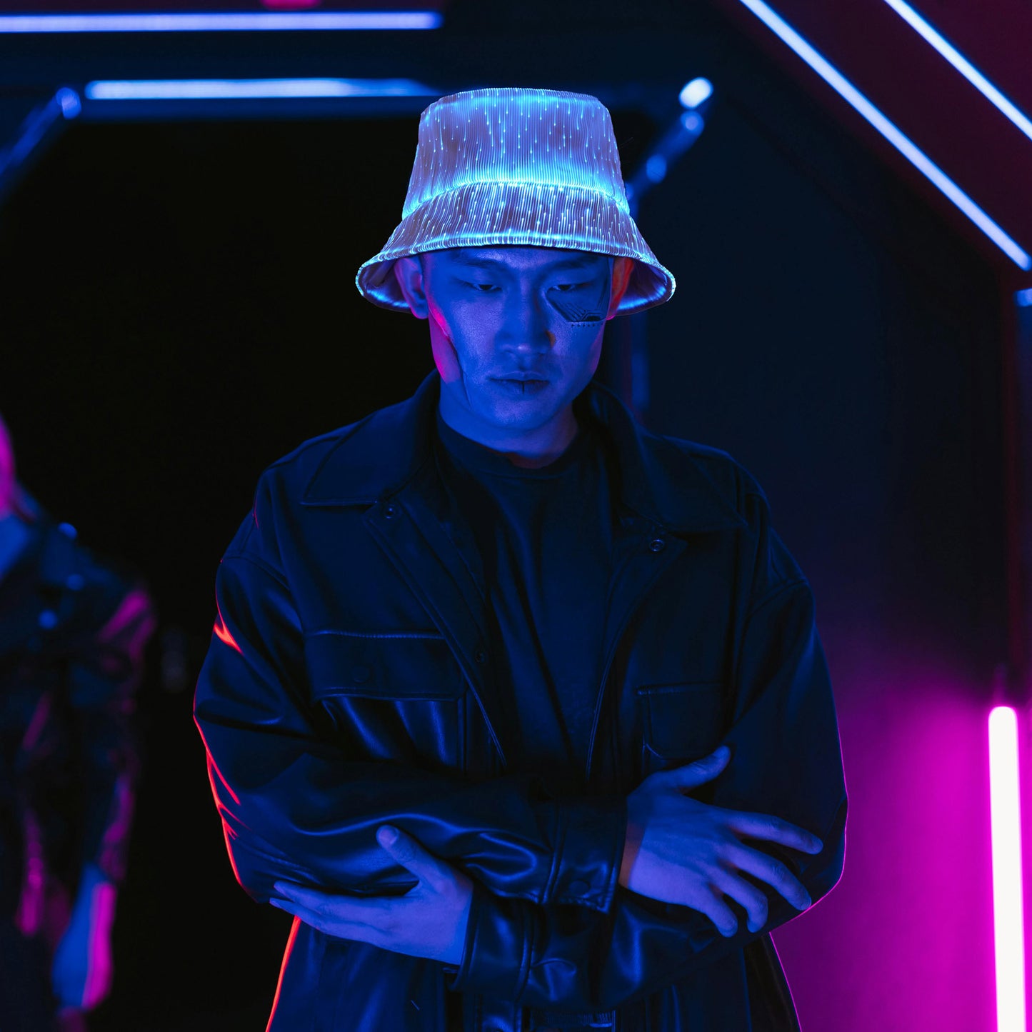 Luminous Fiber Optic Cyberpunk Bucket Hat