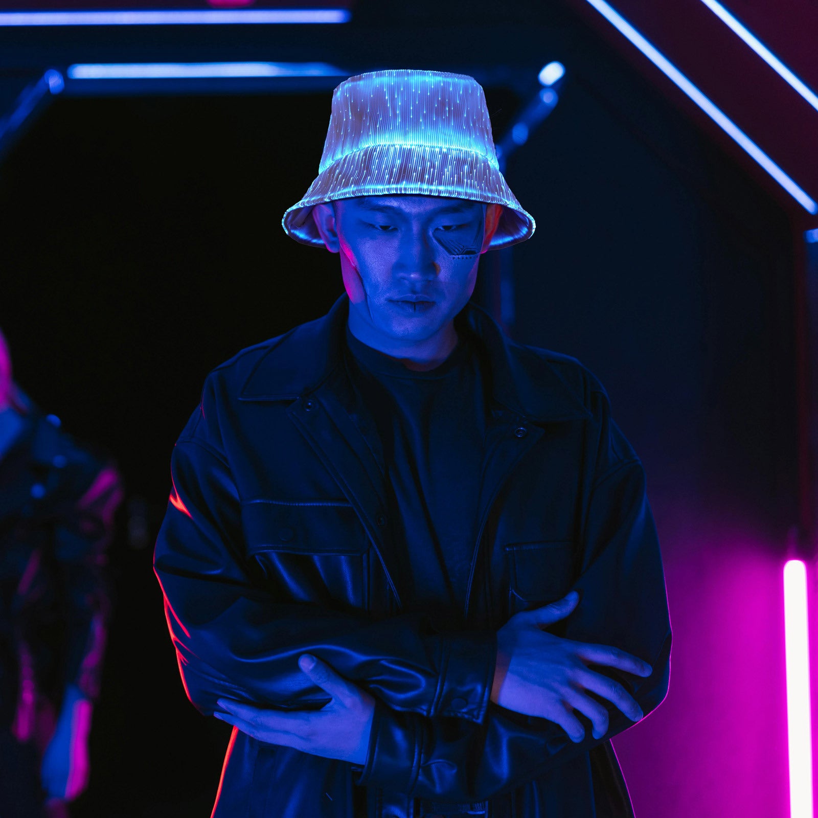 Luminous Fiber Optic Cyberpunk Bucket Hat