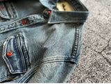 Heavyweight Stretchy Denim Shirt | Fall/Winter | 100% Cotton | Blue Washed | Thick Long-Sleeve Shirt for Men / Outerwear