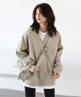 Women's Relaxed V-Neck Cotton-Blend Cardigan