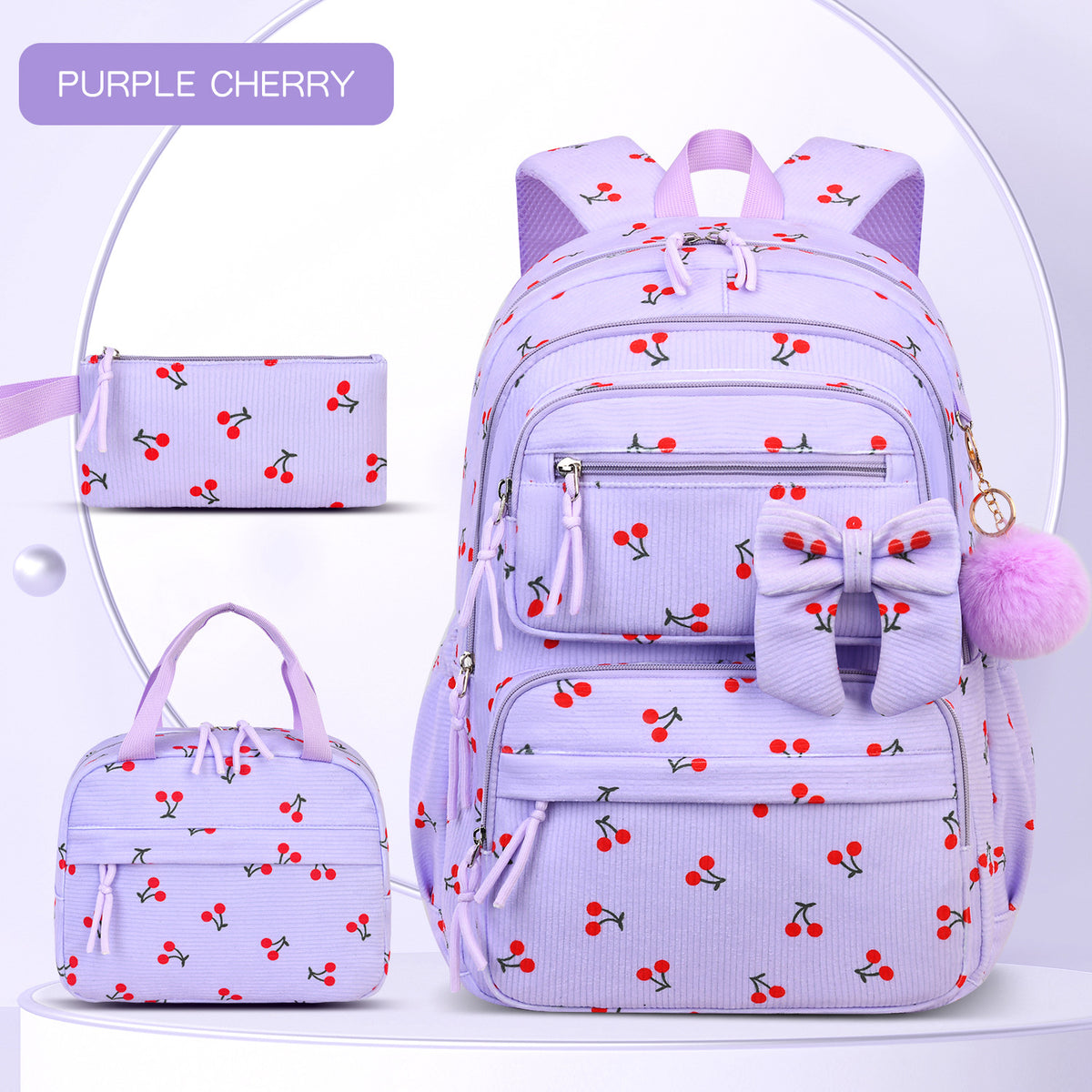Corduroy Girls School Bags Korean Style Daily Backpack For Women lightweight bow Travel Backpacks Teenagers Casual Bags