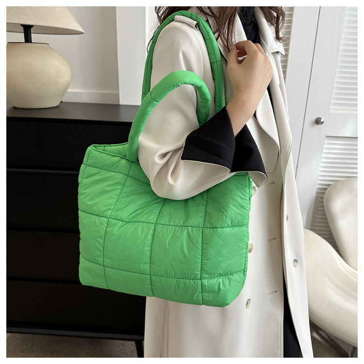 Winter Padded Shoulder Bag for Women Large Capacity Top HandleBag Winter Quilted Cloud Handbag Shopping Bags Bolsas Para Mujeres