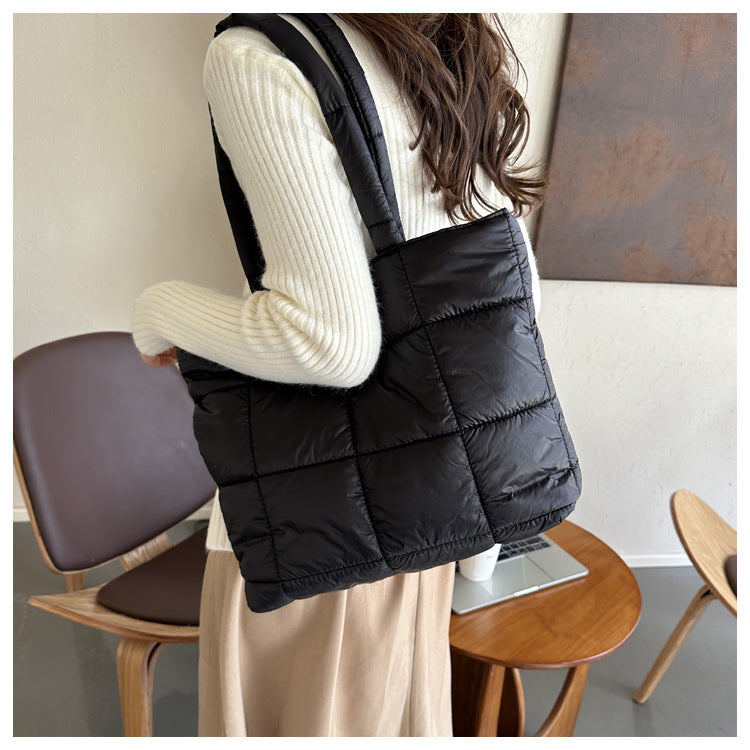 Winter Padded Shoulder Bag for Women Large Capacity Top HandleBag Winter Quilted Cloud Handbag Shopping Bags Bolsas Para Mujeres