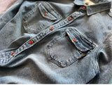 Heavyweight Stretchy Denim Shirt | Fall/Winter | 100% Cotton | Blue Washed | Thick Long-Sleeve Shirt for Men / Outerwear