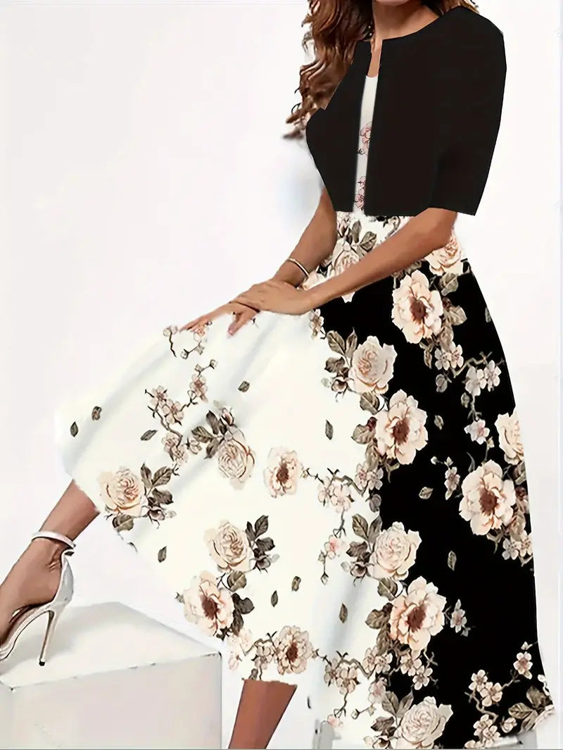 Floral Print Two-Piece Dress Set