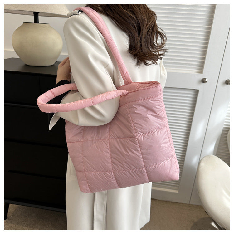 Winter Padded Shoulder Bag for Women Large Capacity Top HandleBag Winter Quilted Cloud Handbag Shopping Bags Bolsas Para Mujeres