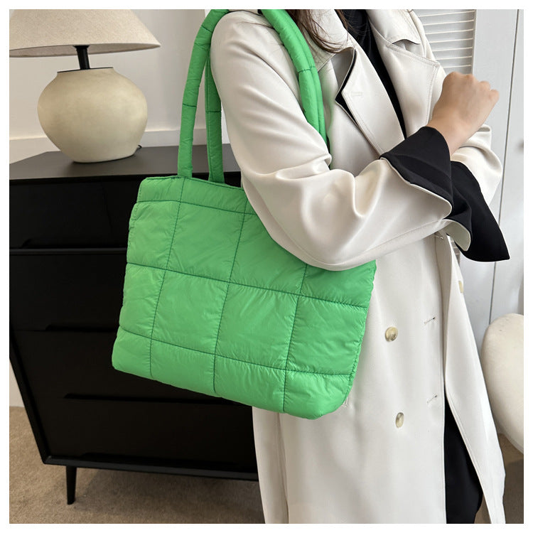 Winter Padded Shoulder Bag for Women Large Capacity Top HandleBag Winter Quilted Cloud Handbag Shopping Bags Bolsas Para Mujeres