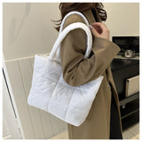 Winter Padded Shoulder Bag for Women Large Capacity Top HandleBag Winter Quilted Cloud Handbag Shopping Bags Bolsas Para Mujeres