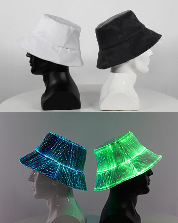 Luminous Fiber Optic Cyberpunk Bucket Hat