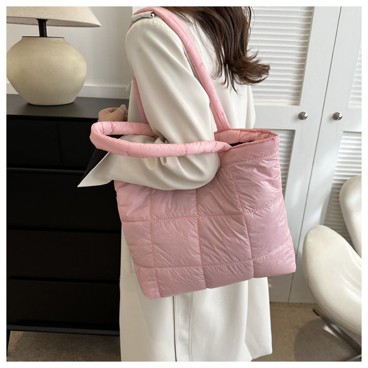 Winter Padded Shoulder Bag for Women Large Capacity Top HandleBag Winter Quilted Cloud Handbag Shopping Bags Bolsas Para Mujeres