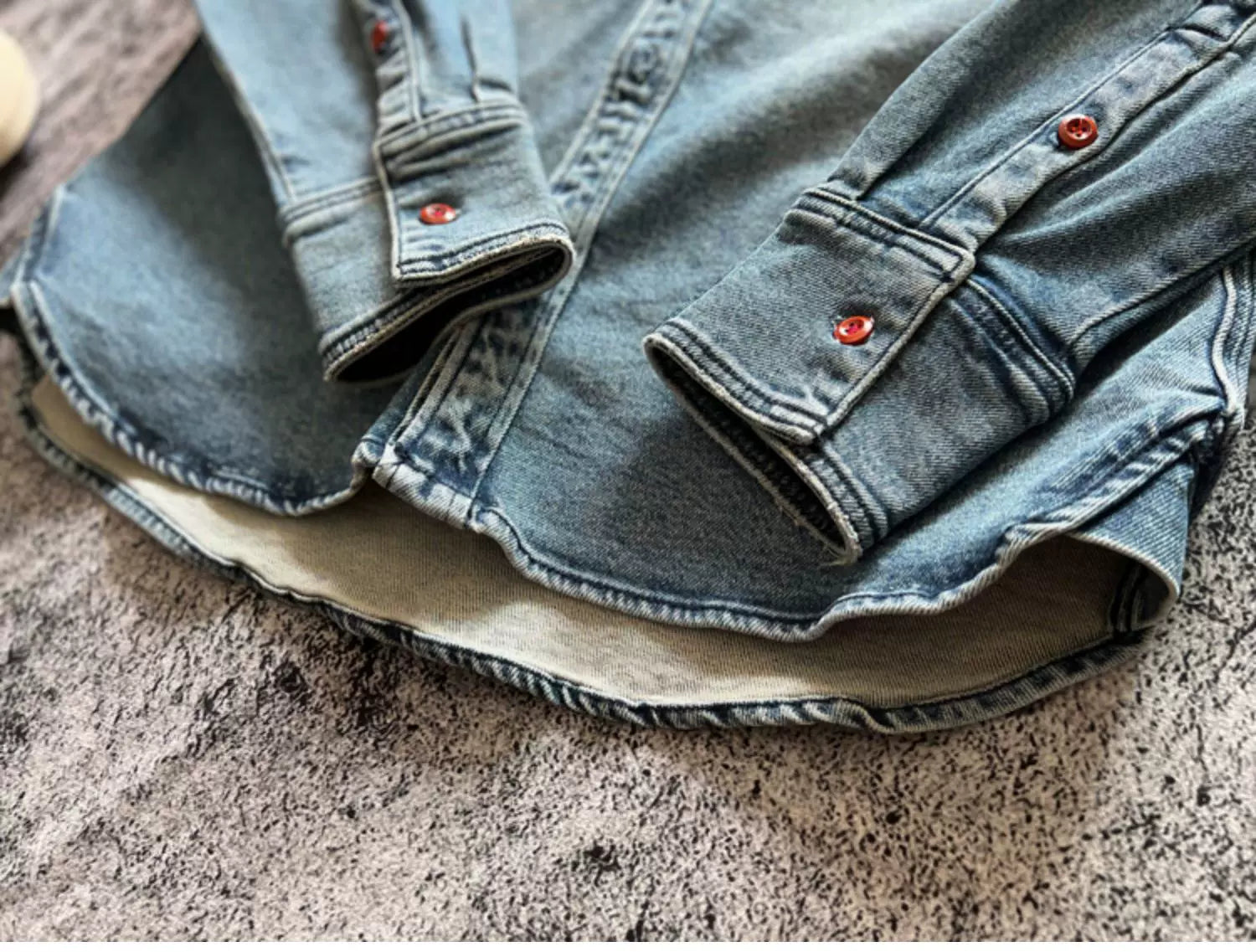 Heavyweight Stretchy Denim Shirt | Fall/Winter | 100% Cotton | Blue Washed | Thick Long-Sleeve Shirt for Men / Outerwear