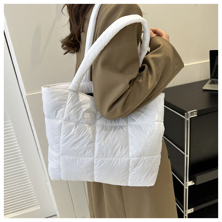 Winter Padded Shoulder Bag for Women Large Capacity Top HandleBag Winter Quilted Cloud Handbag Shopping Bags Bolsas Para Mujeres