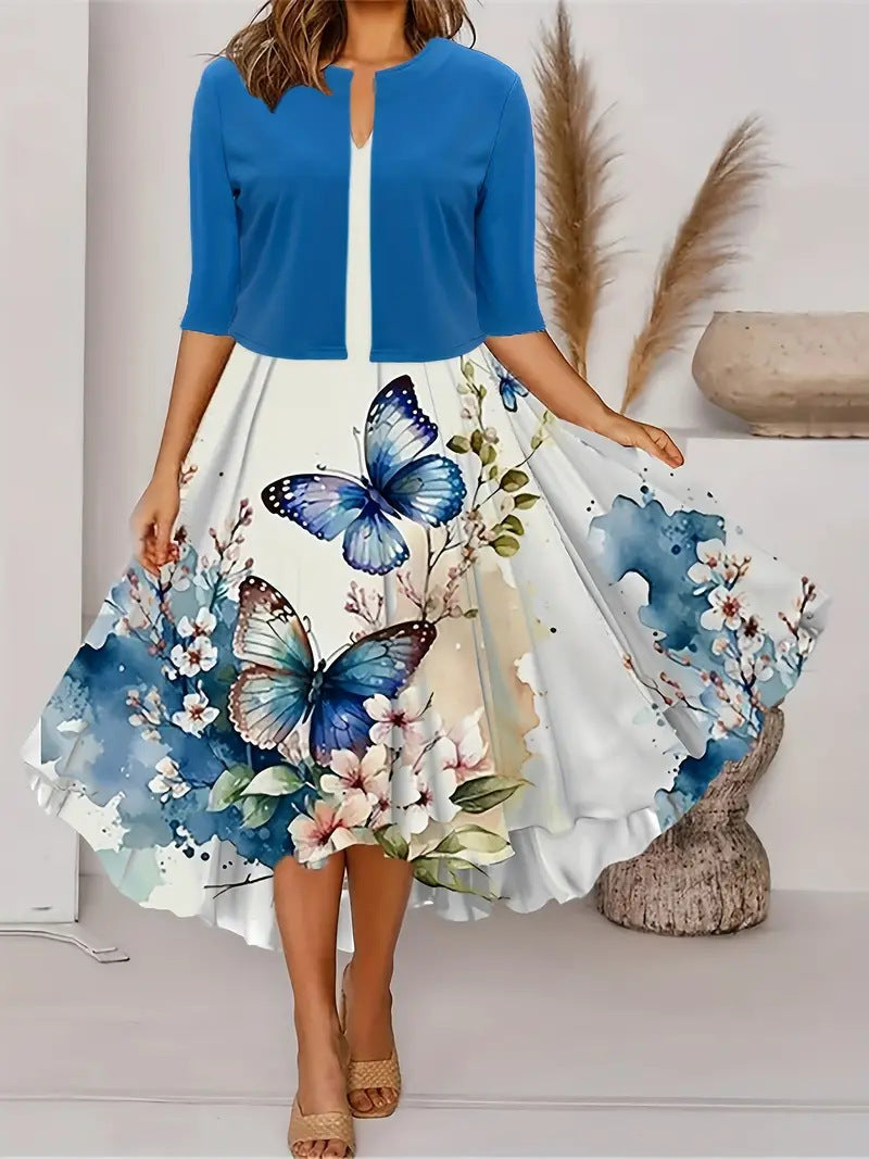 Floral Print Two-Piece Dress Set