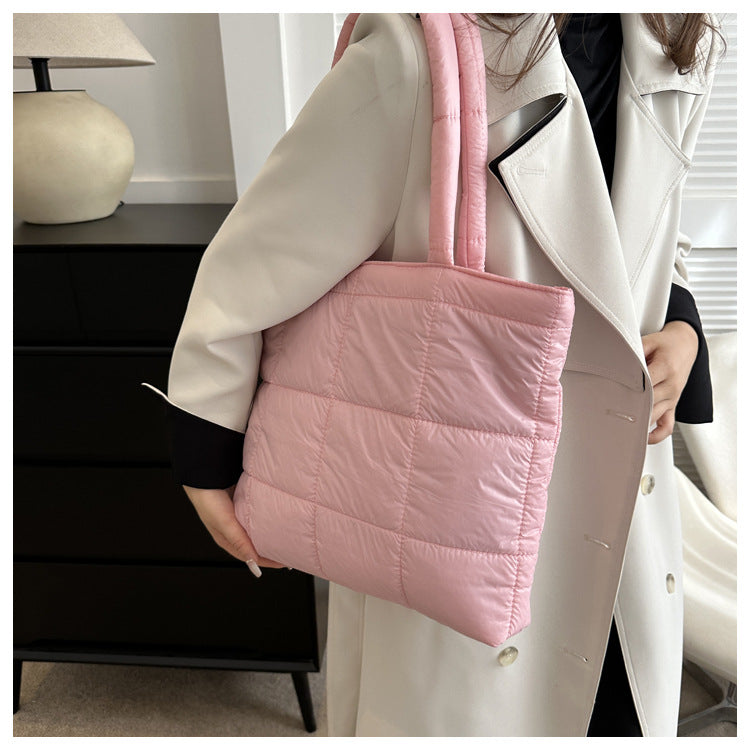 Winter Padded Shoulder Bag for Women Large Capacity Top HandleBag Winter Quilted Cloud Handbag Shopping Bags Bolsas Para Mujeres