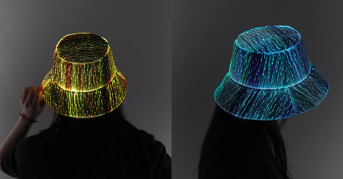 Luminous Fiber Optic Cyberpunk Bucket Hat
