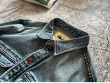 Heavyweight Stretchy Denim Shirt | Fall/Winter | 100% Cotton | Blue Washed | Thick Long-Sleeve Shirt for Men / Outerwear