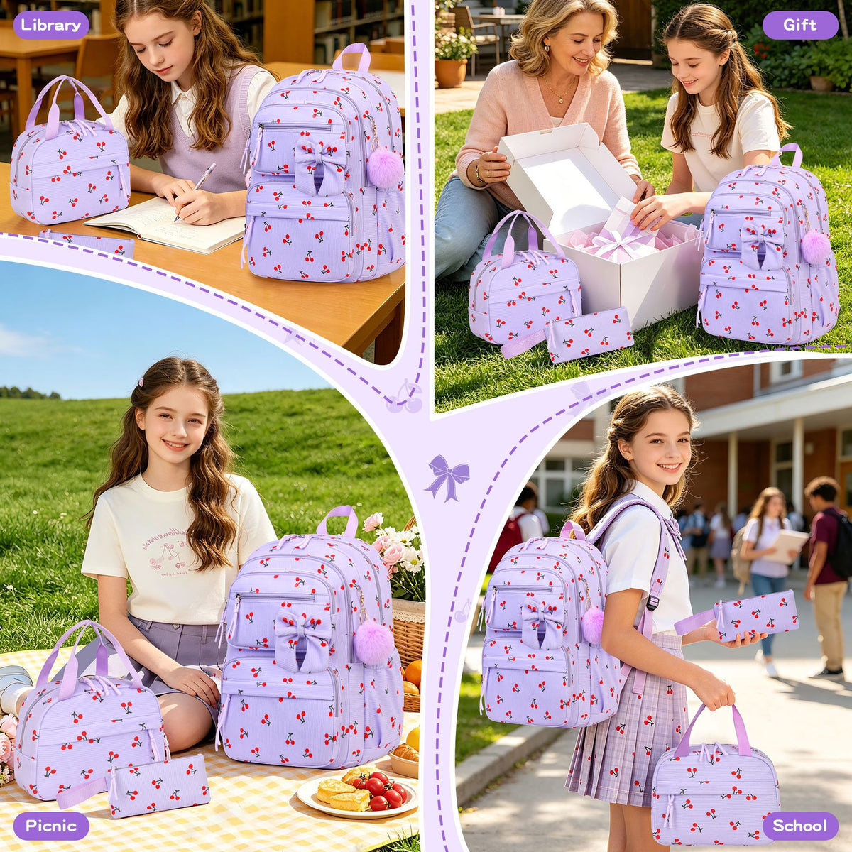 Corduroy Girls School Bags Korean Style Daily Backpack For Women lightweight bow Travel Backpacks Teenagers Casual Bags