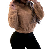 Winter Korean Fashion Bear Ears Cute Loose Hoodie Fluffy Hooded Warm Sweatshirt Long Sleeve Top Solid Pullover Clothes For Women