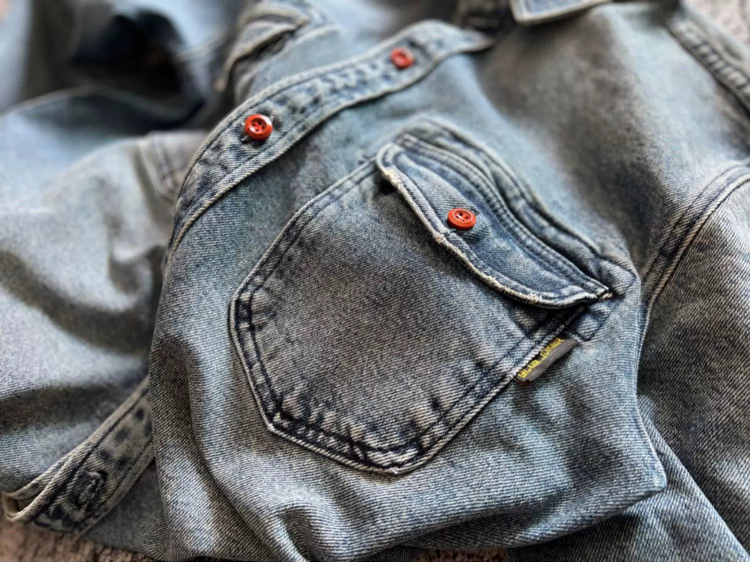 Heavyweight Stretchy Denim Shirt | Fall/Winter | 100% Cotton | Blue Washed | Thick Long-Sleeve Shirt for Men / Outerwear