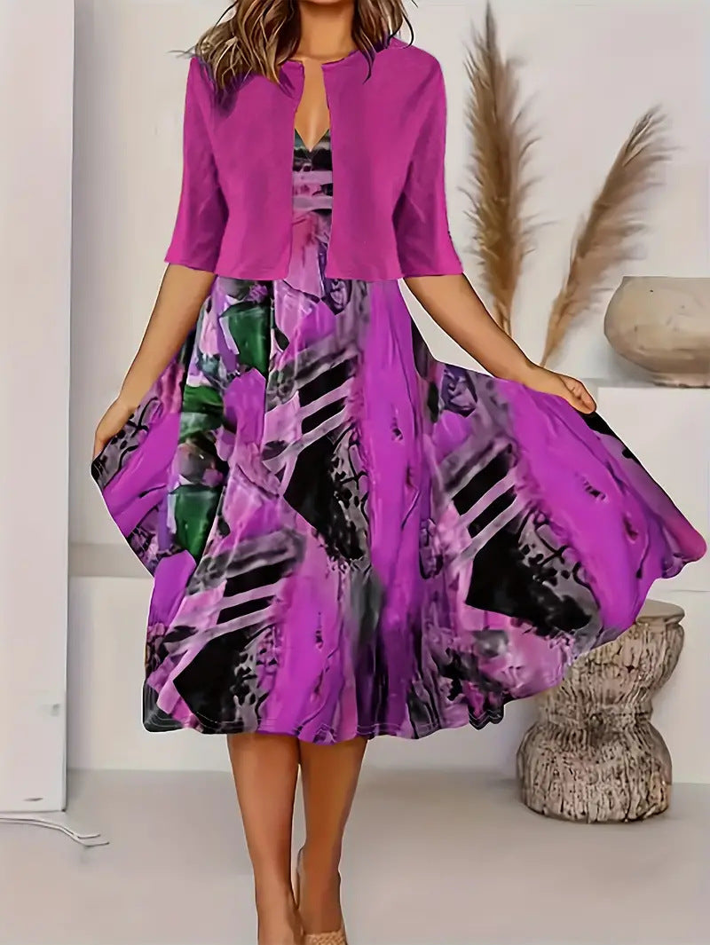 Floral Print Two-Piece Dress Set