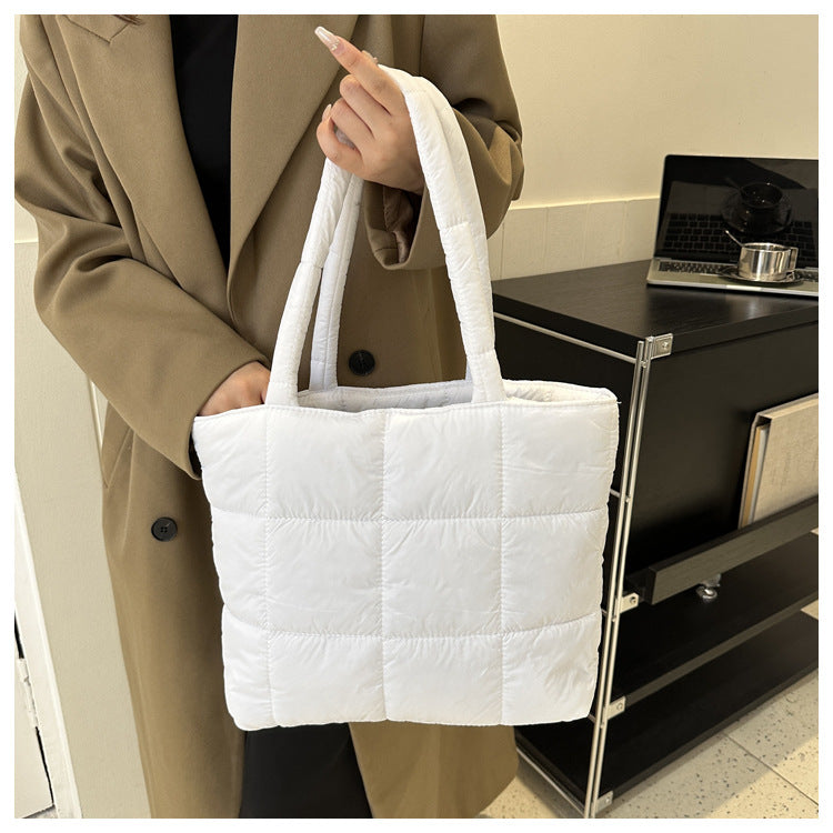Winter Padded Shoulder Bag for Women Large Capacity Top HandleBag Winter Quilted Cloud Handbag Shopping Bags Bolsas Para Mujeres