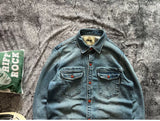 Heavyweight Stretchy Denim Shirt | Fall/Winter | 100% Cotton | Blue Washed | Thick Long-Sleeve Shirt for Men / Outerwear