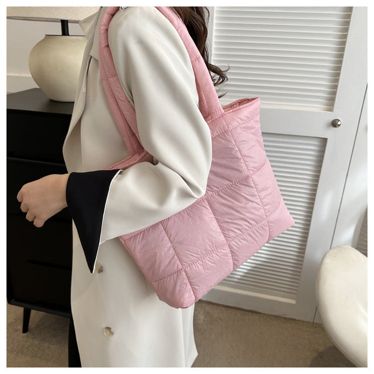 Winter Padded Shoulder Bag for Women Large Capacity Top HandleBag Winter Quilted Cloud Handbag Shopping Bags Bolsas Para Mujeres
