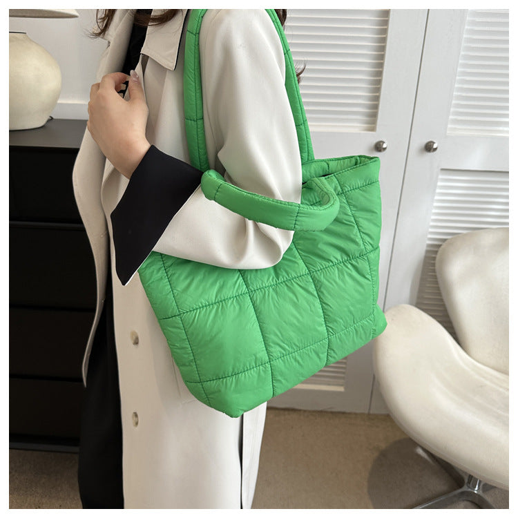Winter Padded Shoulder Bag for Women Large Capacity Top HandleBag Winter Quilted Cloud Handbag Shopping Bags Bolsas Para Mujeres