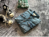 Heavyweight Stretchy Denim Shirt | Fall/Winter | 100% Cotton | Blue Washed | Thick Long-Sleeve Shirt for Men / Outerwear