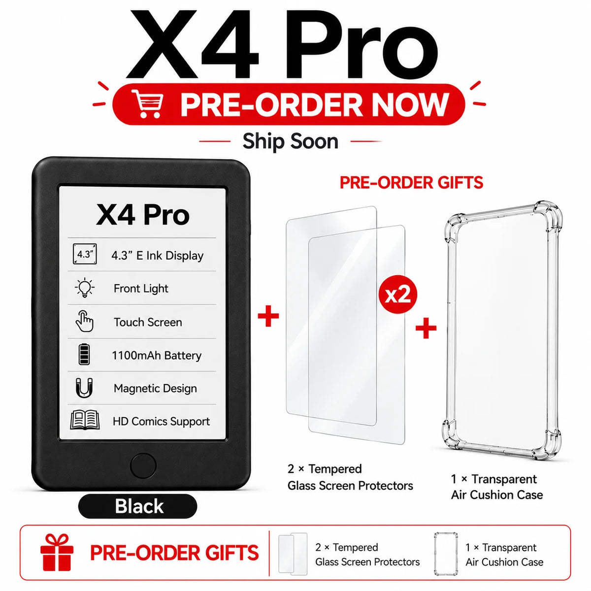 XTEINK Pocket E Ink E-Reader for Travel & Daily Reading