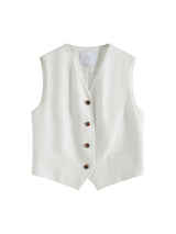 FSLE 2025 Summer Old Money Vest Wide-Leg Pants Set Vintage Tailored Two-Piece Adjustable Waist Eco Linen for Boardroom to Brunch