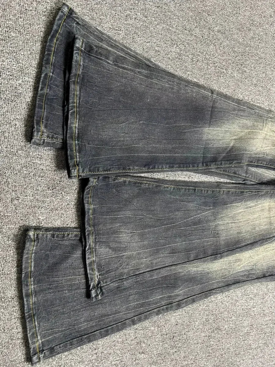 Women's Vintage Wide-Leg Flare Jeans – Black Grey