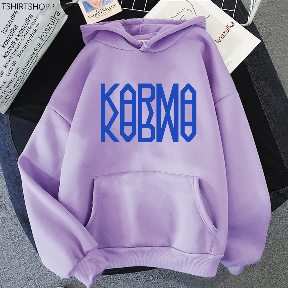 KARMA Vintage-Inspired Fleece Pullover Hoodie