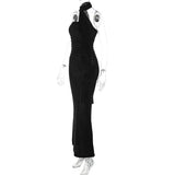 Elegant Halter Ruched Backless Maxi Dress