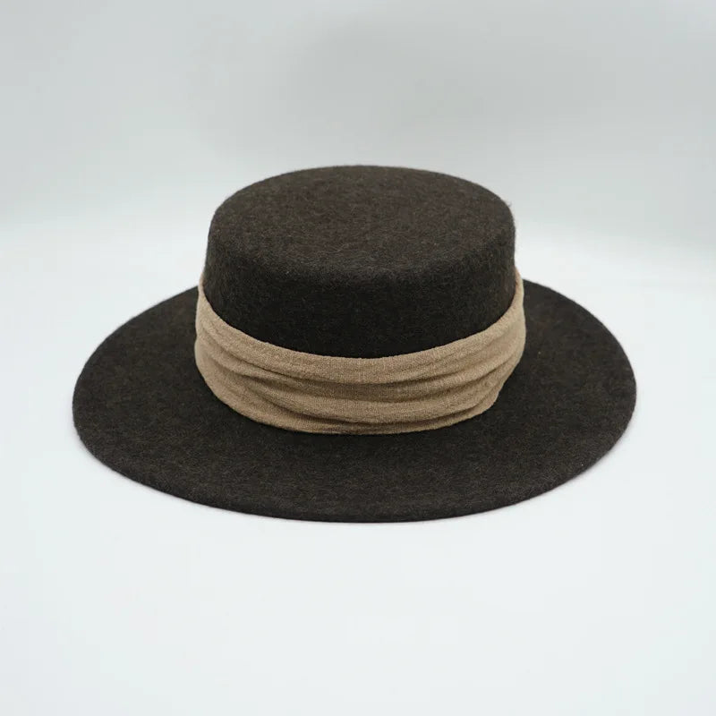 Wool Felt Fedora & Boater Hat – Wide Brim, Unisex