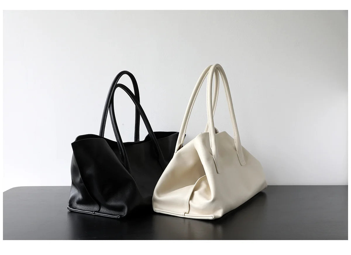 Motingsome Luxury Niche First-layer Cowhide Tote Bag Woman Large Capacity Shoulder Underarm Bag Casual Tote Big Handbag 2025 New