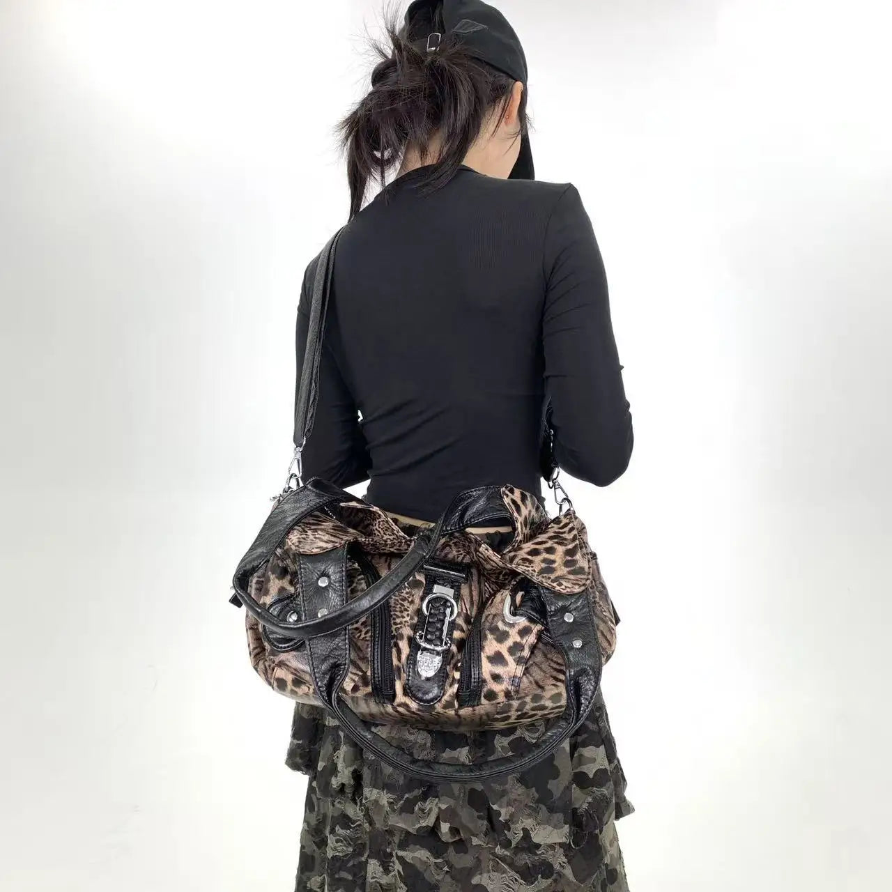 Y2K Leopard Print Shoulder & Crossbody Bag