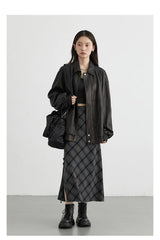 CHIC VEN Women Long Skirt Casual New Sweet Cool Style High Waist Slit Plaid Half Skirt Straight Tube Skirts Spring Autumn 2024