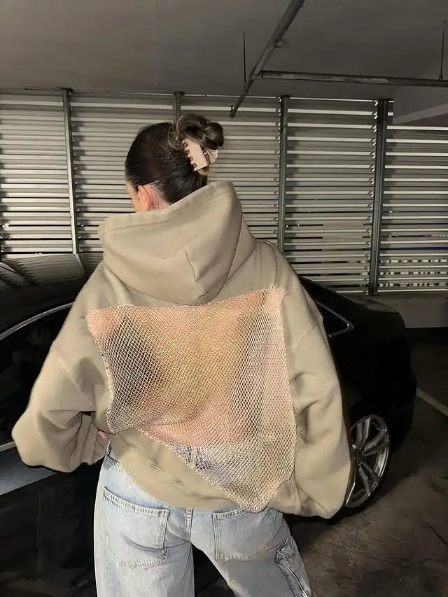 Women's Rhinestone Backless Oversized Hoodie