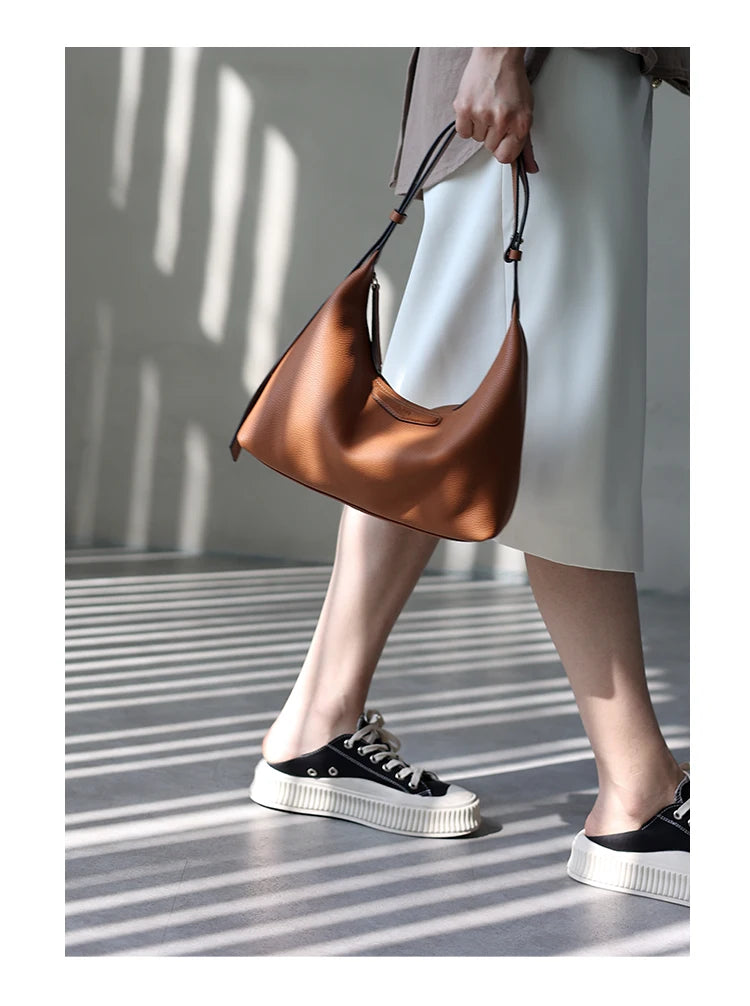 New Arrival Underarm Bag Women Genuine Leather Crossbody Bag Fashion Female Nylon Handbag Luxury Messenger Purses