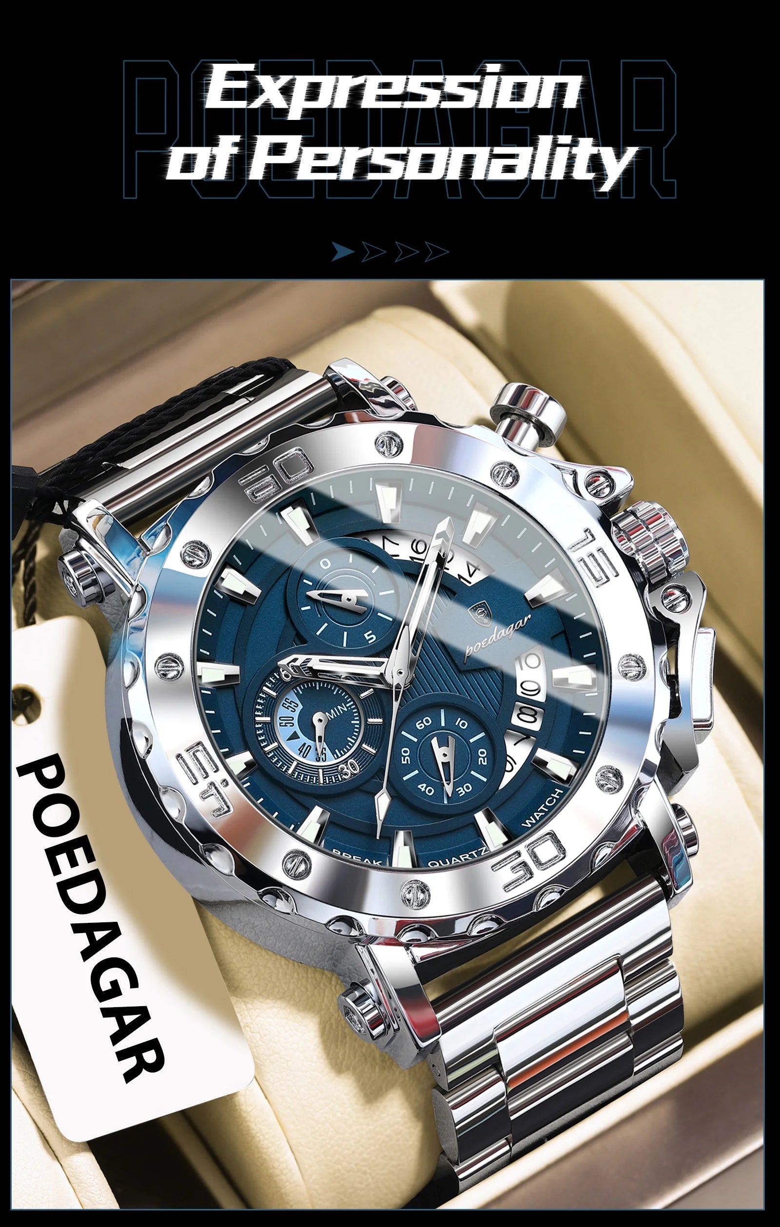 POEDAGAR 892 Luxury Men's Chronograph Watch