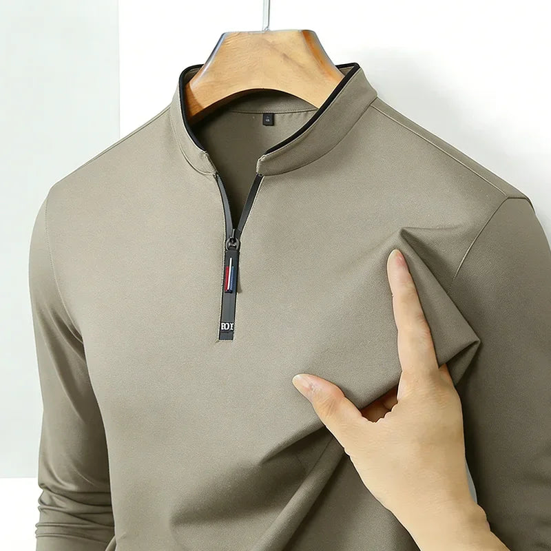 Men's Half-Zip Polo | Wrinkle-Free Long Sleeve Top