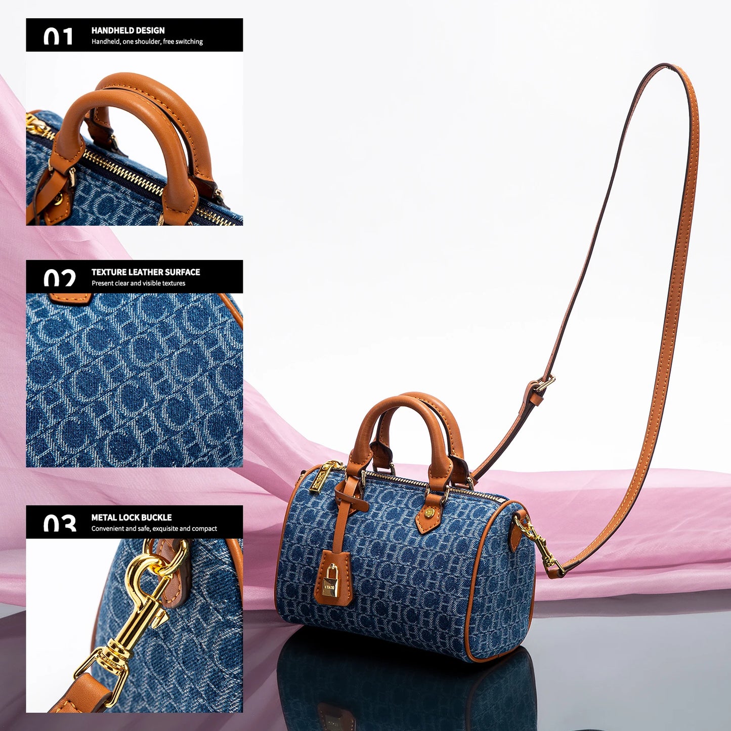 Women's Cowboy Splicing Pillow Bag